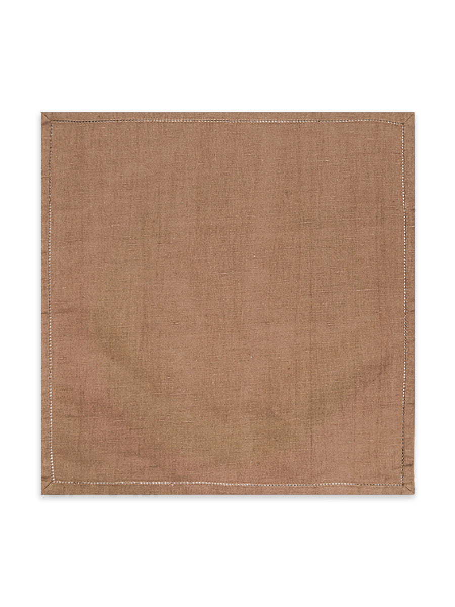 Brown Linen Hemstitch Napkin